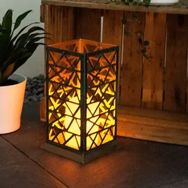 ETC Shop Led Solar Steh Hänge Lampe rost grün Terrassen Leuchte Feuereffekt Außen Garten Laterne