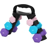 Set Aus Sechseckigen Kurzhanteln, Krafttrainingshanteln, 2 X 1 Kg, 2 X 2 Kg, 2 X 3 Kg, Mit Umbaubarem Hantelständer
