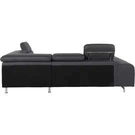 Cotta Ecksofa »Chef L-Form« mit Kopfteilverstellung, edle Metallkufen, wahlweise mit Bettfunktion schwarz