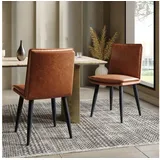 Flieks Esszimmerstuhl PU-Leder (Set, 2 St), 2er Set Polsterstühle Küchenstuhl Wohnzimmerstuhl Kunstleder braun