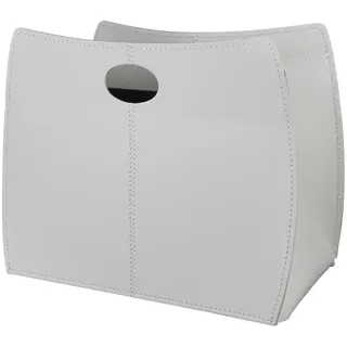 LIMAC Design VANDA Zeitungsständer modern aus Leder, Zeitschriftensammler, Originaler Zeitungskorb, Bücherkorb, für Zuhause, Büro, Hotel, Hergestellt in Italien. (Weiß)