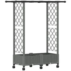vidaXL Hochbeet mit Rankgitter und Dach 122,5 x 40 x 127 cm Hellgrau