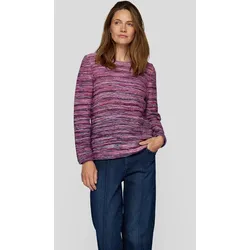 Strickpullover RABE, Damen, Gr. 48, wildbeere, Strick, Obermaterial: 50% Baumwolle, 50% Polyacryl, gemustert, gestreift, casual, gerade hüftbedeckend, Rundhals, Langarm Rollkante, Pullover, in melierter Streifen-Optik