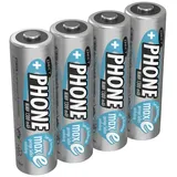 Ansmann Akku AA Mignon 1300mAh 1,2V NiMH für Schnurlostelefon 4 Stück - Wiederaufladbare Batterie mit geringer Selbstentladung maxE - Akkus ideal für schnurloses Telefon DECT - Rechargeable Battery