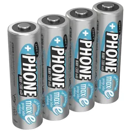 Ansmann Akku AA Mignon 1300mAh 1,2V NiMH für Schnurlostelefon 4 Stück - Wiederaufladbare Batterie mit geringer Selbstentladung maxE - Akkus ideal für schnurloses Telefon DECT - Rechargeable Battery