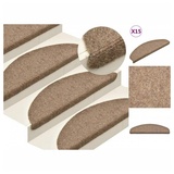 vidaXL Treppenmatten Selbstklebend 15 Stk. Creme 65x21x4cm Nadelvlies