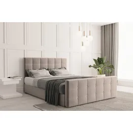 kaiser möbel Boxspringbett mit bettkasten und matratze 180 cm x 200 cm, Schlafzimmerbett ROMA Hellbraun + topper H3 - Hellbraun