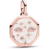 PANDORA ME Funkelnde Augen Medaillon-Charm aus Sterling Silber mit 14 Karat rosévergoldete Metalllegierung, Cubic Zirkoniastein, Kompatibel ME und Moments Armbändern, 783036C01