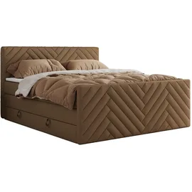 MKS Meble Boxspringbett mit Bettkasten - Braun Kunstleder - Braun