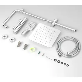 Rainsworth Duschsystem mit Thermostat Chrom Silber 30 * 30cm