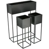 Spetebo Blumenständer 3er Set 60 x 30 cm Schwarz