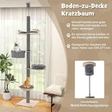 Kratzbaum deckenhoch 236-271 cm von Boden bis Decke Katzenmöbel Holz Grau - Grau