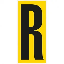 Buchstabe R, für den Boden, gelb/schwarz, Kunststoff, 180x400mm, 3/VE