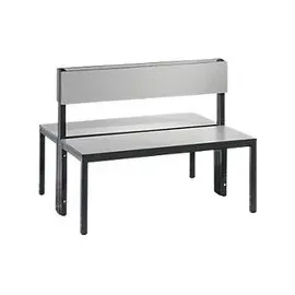 C+P Doppelseitige Sitzbank mit Rückenlehne, Basic Plus, H796xB1000xT760mm, Gestell Schwarzgrau / Dekor Silbergrau (8060-400)