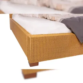 ab:stil.art.moebel Loombett Korbbett Doppelbett Honigfarben aus Loom-Geflecht 200 x 200 cm TUNIS