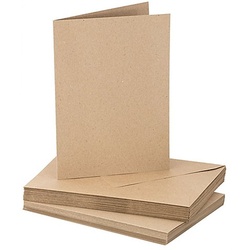 Recycling-Doppelkarten & Hüllen, A5 / C5, braun, je 20 Stück