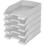 Leitz Standard A4, 5er Pack, Briefablage in Premium-Qualität, Stapelbare Ablagefächer als Schreibtisch-Organizer, Kombinierbar mit Plus-Serie, Grau,