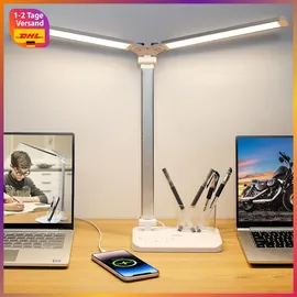 iVict Dual Swing Arm LED Schreibtischlampe Weiß