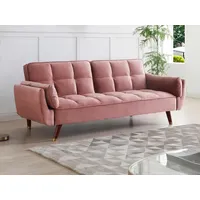Vente-unique - Schlafsofa 3 Gulcan - Samt - rosa