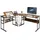 Costway L-förmiger Schreibtisch, Eckschreibtisch aus Holz mit neigbarer Tischplatte, unterem Bücherregal & CPU-Ständer, Zeichentisch Computertis... - Braun