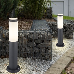 2er Set Sockel Außen Steh Leuchte ANTHRAZIT Garten Wege Beleuchtung Veranda Hof Stand Lampe