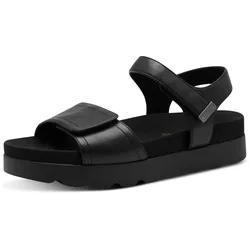 Keilsandalette TAMARIS, Damen, Gr. 39, schwarz, Lederimitat, modisch, Schuhe, Plateau, Sommerschuh, Riemchensandale mit Klettverschlüssen
