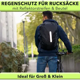AVANA Regenschutz für Rucksäcke mit Reflexstreifen (10-70L) wasserdichte Regenhülle Schulranzen Rucksack Cover reflektierender Rucksacküberzug