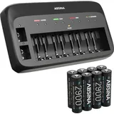 Absina Akkuladegerät 9V inkl. 8x AA 2900mAh NiMH