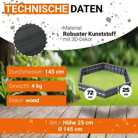 GARANTIA Ergo Hochbeet-System XL Wood 145 x 25 x 25 cm Braun