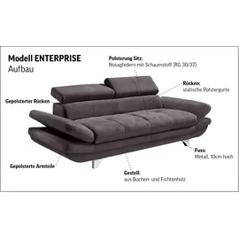 Cotta 3-Sitzer "Enterprise", braun (mud), B:233cm H:75cm T:104cm, Struktur (100% Polyester );Chenille (90% Polyester; 10% Polyamid ), Sofas, Big-Sofa, mit Armteilverstellung & Kopfteilverstellung