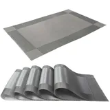 Intirilife 6x Platzset aus PVC in Hell Grau - 45 x 30 cm - Tischset Tischmatte Untersetzer abwischbar hitzebeständig für Küche Esstisch