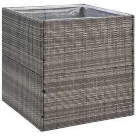 vidaXL Pflanzkübel Grau 80x80x80 cm Poly Rattan