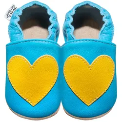 Krabbelschuhe Herz türkis 16/17 (0 - 6 Monate) Krabbelsohle