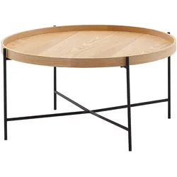 Couchtisch rund Holzdekor Braun/Schwarz
