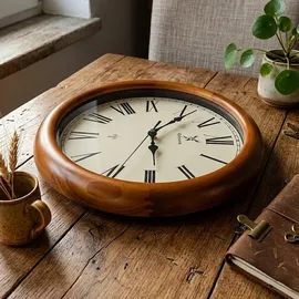 Holzwerk Wanduhr 35,0 cm 35x35x2,2 beige/braun/weiß