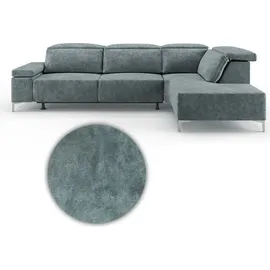 VitaliSpa Ecksofa Loungesofa Boxspringsofa James, Grau Relaxfunktion 301x86 cm Rechte Ecke,