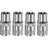 QUARKZMAN 1/4" x E8 Torx Bit Set, 4 Stück Torx Nuss Set Schrauber Sechskant Steckschlüsseleinsätze, Antrieb Tiefnuss Stern-Stecknuss für Auto Reparaturen Hauswartung DIY Handarbeit