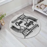FSDGY Badvorleger Fußmatte Flauschig Teppich Badezimmerteppich Duschmatte für Bade & Wohnzimmer Schlafzimmer,Western, Moderne Westernfilme Cowboy Texas Times Sketchy Style Zwei Pistolen PIS,60x60 cm