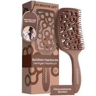 FRAMAR Schokolade Haarbürste Ohne Ziepen - Haarbürsten, Haarbürste Zum Föhnen, Haarbürsten Damen, Wet Hair Brush, Entwirrbürste Lange Haare, Vent Bürste Haare