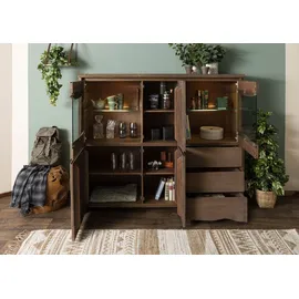 MASSIVMOEBEL24.DE Highboard 166 x 48 x 145 cm Braun