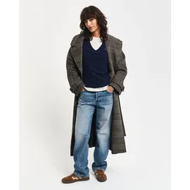 GANT für Damen. 4805262 Extrafeiner navyfarbener Pullover mit V-Ausschnitt, aus Lammwolle S, Lässig, Marine