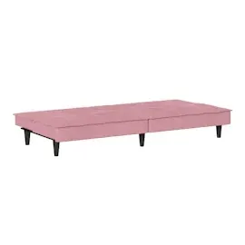 vidaXL Schlafsofa mit Getränkehaltern Rosa Samt