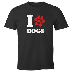 MoonWorks Print-Shirt »Herren T-Shirt I love Dogs lustiges Hunde Motiv Hundepfote Abdruck Gassi Shirt Moonworks®« mit Print schwarz L
