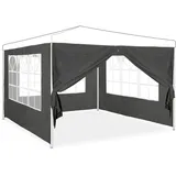 Relaxdays Seitenwand für Pavillon, 4er Set, 2x3 m, Seitenteile mit Fenster & Reißverschluss, wasserdicht, PVC & PE, grau