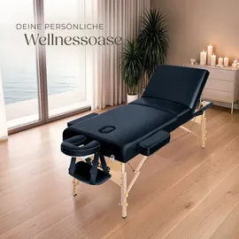 Tectake tectake® 3 Zonen Massageliege Breite 70 cm, Polsterung 10 cm mit Holzgestell, 218 x 102 x 90 cm
