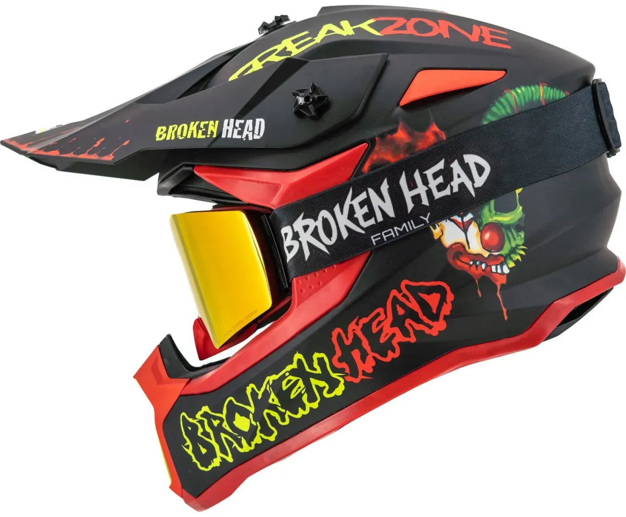 Broken Head Crosshelm FreakZone Schwarz-Rot + MX-Brille MADREX "Broken Head F...