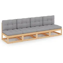 vidaXL Gartensofa 4-Sitzer Kiefer grau