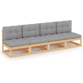 vidaXL Gartensofa 4-Sitzer Kiefer grau