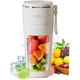 Besmall Smoothie Maker to go, Smoothie Flasche with Straw Blender Bottle with 10 Super Sharp Blades, 12 Oz Smoothie Maker to Go, Rechargeable, USB, For Sports, Camping, Fitness