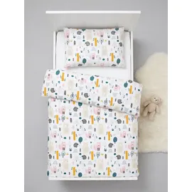 TupTam Kinder Gemusterte Bettdecken Set Ganzjahresdecke Bettdecke Kopfkissen Flachkissen 2tlg., Farbe: Wald/Beige, Größe: 135x100 cm